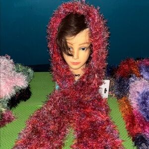 Colorful Fuzzy fun fur Scarf handmade